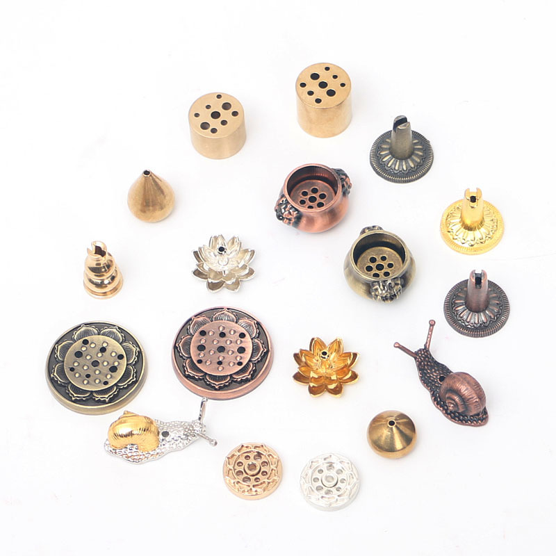 Incense Holder with Lotus Design, Nine-Hole Incense Stand, Gourd-Shaped Sandalwood Base, Incense Burner, Coil Incense Holder, Creative Copper Incense Holder