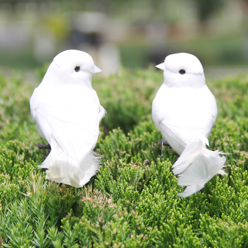 Simulation bird white bird feather bird tied branches bird small white pigeon decorative bird wholesale