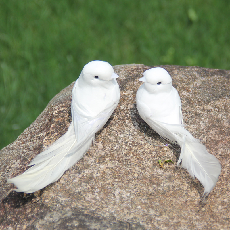 Simulation bird white bird feather bird tied branches bird small white pigeon decorative bird wholesale