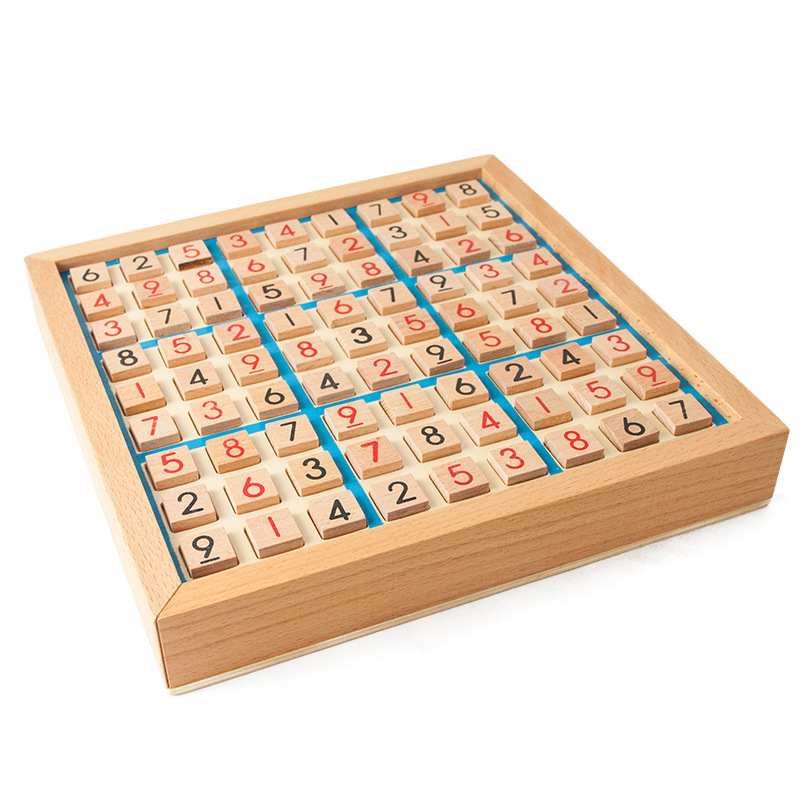 Wooden Sudoku Games Adult Logical Thinking Jiugongge Solo Chess Children's Educational Toys Board Games with Questions
