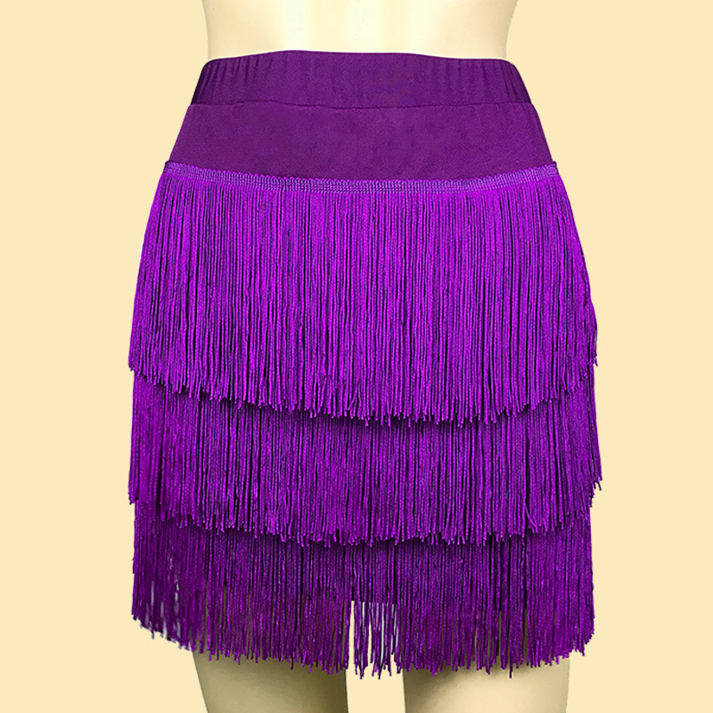 Latin Dance Clothing Women's New Latin Dance Skirt Tassel Skirt Dance Dance Clothing Training Clothing Short Skirt Black