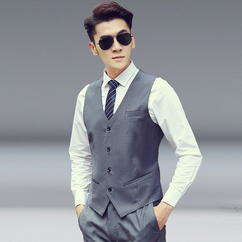 Spring and Autumn Men's Vest New Product Slim Korean Style Men's Work Clothes Suit Vest Male Best Man Business Wear Men's Vest