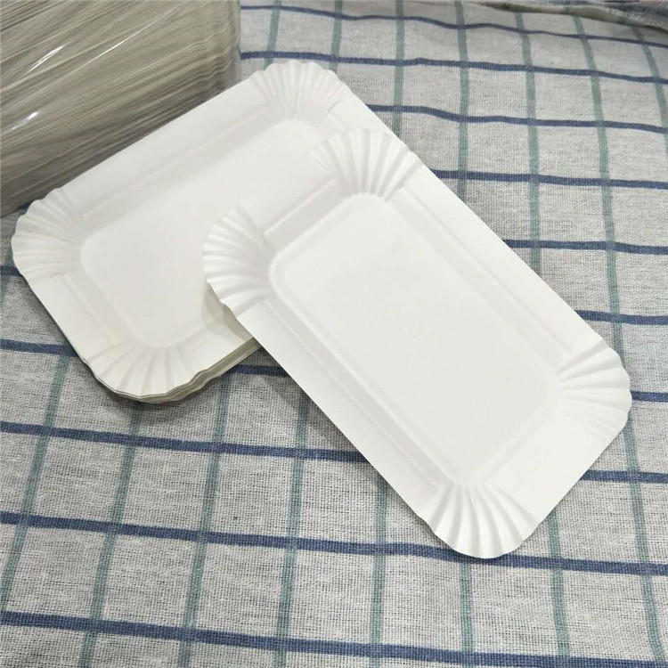 Disposable Rectangular Cake Paper Plate Birthday Party Paper Plate Paper Tray 250g Dessert Plate Paper Wholesale