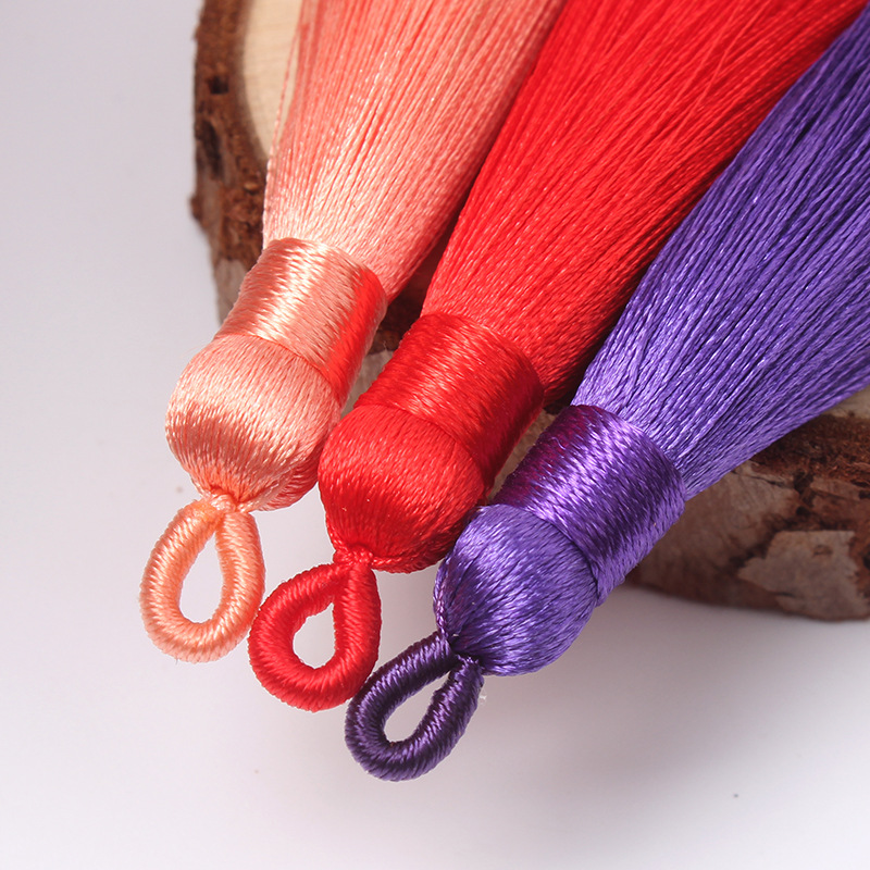 Factory Sales DIY Semi-Finished Tassel 8cm Pull Ring Tassel Chinese Knot Bookmark Accessories Sachet Small Tassel Accessories Hanging