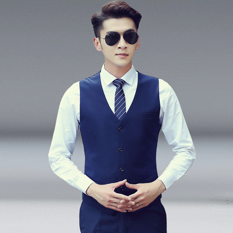 Spring and Autumn Men's Vest New Product Slim Korean Style Men's Work Clothes Suit Vest Male Best Man Business Wear Men's Vest