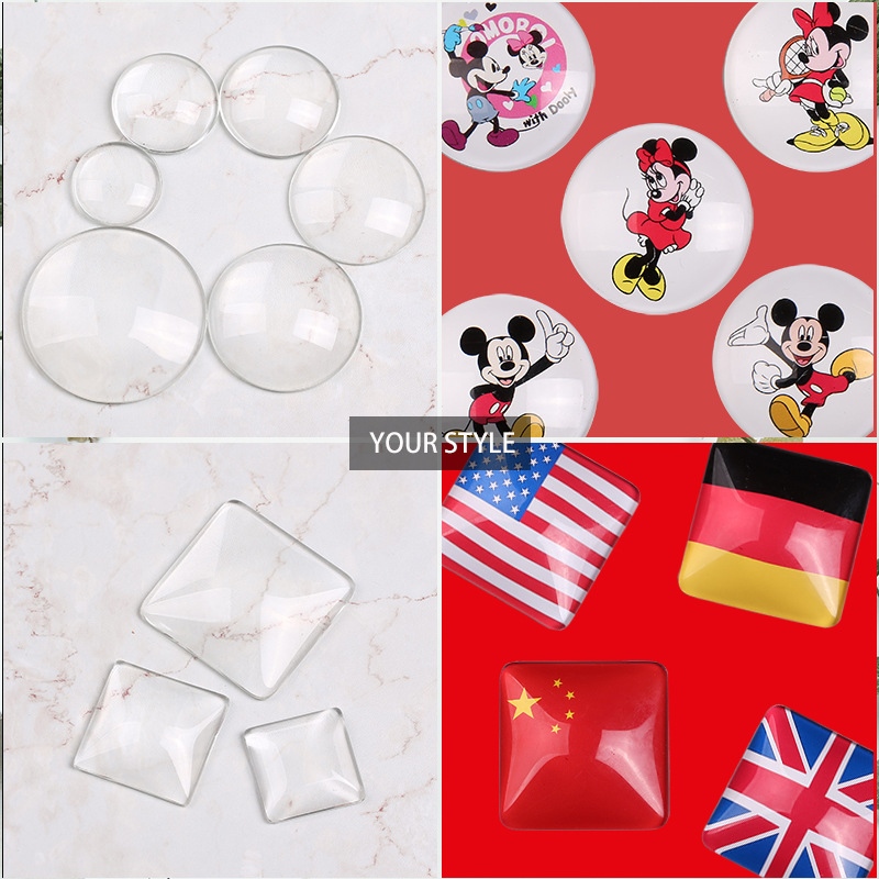 Dingxiang wholesale refrigerator crystal glass custom jewelry accessories diy ring hairpin phone case material cartoon