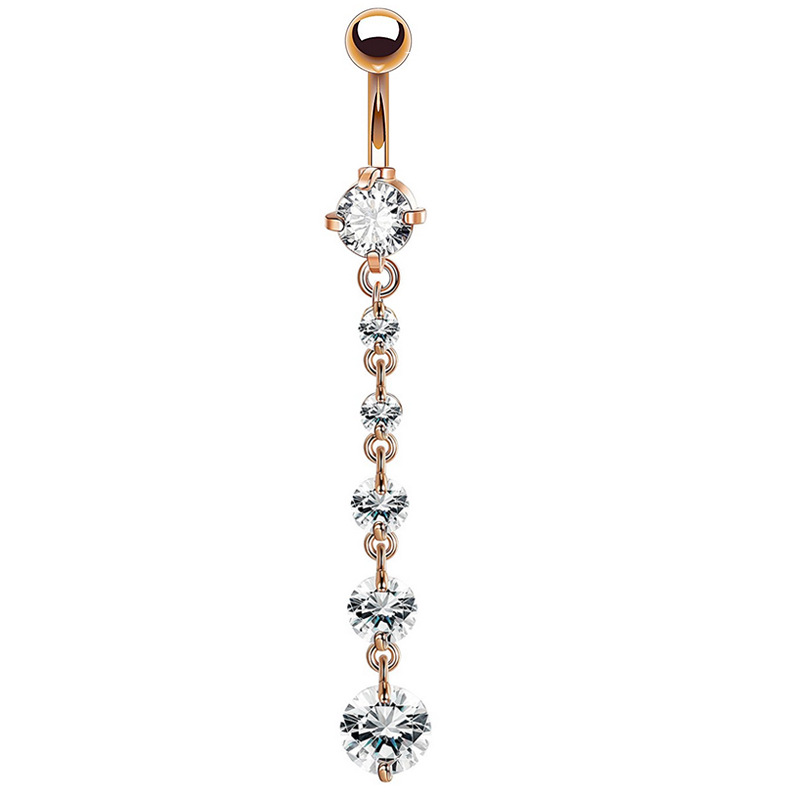 Amazon eBay hot new belly button ring creative six even zircon umbilical buckle umbilical ring puncture jewelry