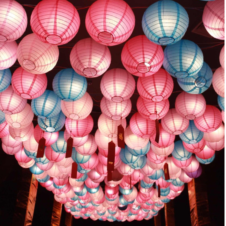 Solid color DIY paper lantern mall holiday decoration ceiling decoration paper lantern wholesale children's handmade painting