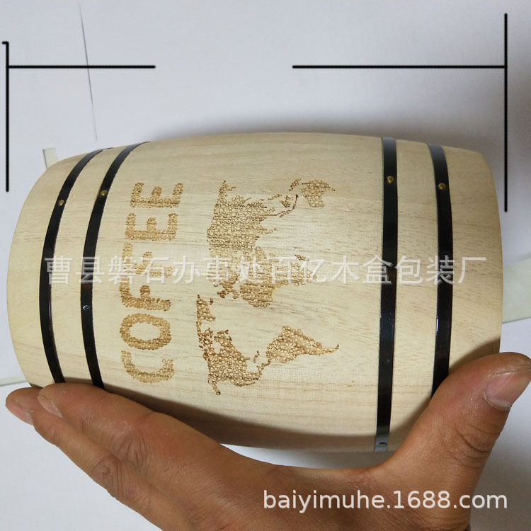 Wooden Small Wooden Barrel Coffee Bean Wooden Barrel Tea Wooden Barrel Coffee Bean Wooden Barrel Wooden Pen Holder Ornaments in Stock