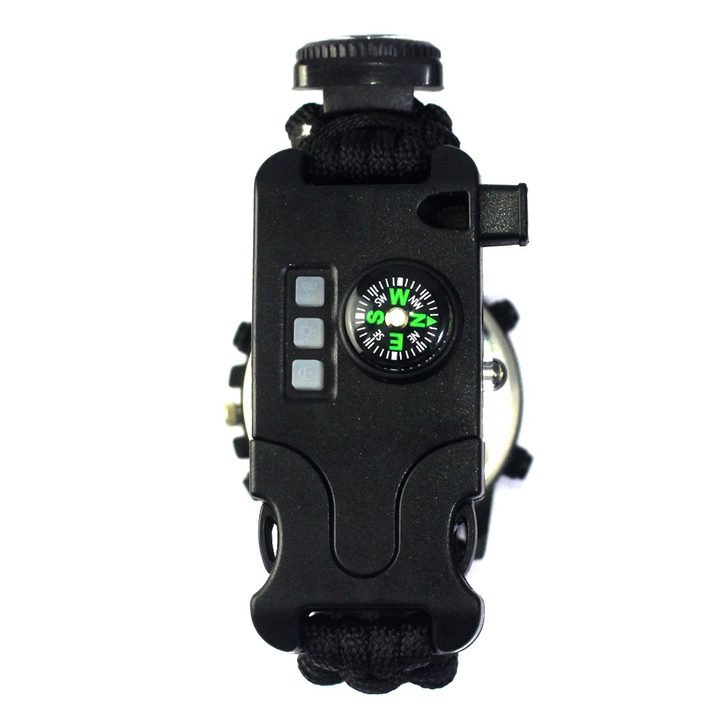 Outdoor Multifunctional Survival Bracelet, Paracord Woven Strap, Mountaineering Watch, Outdoor Adventure Emergency Survival Watch Bracelet