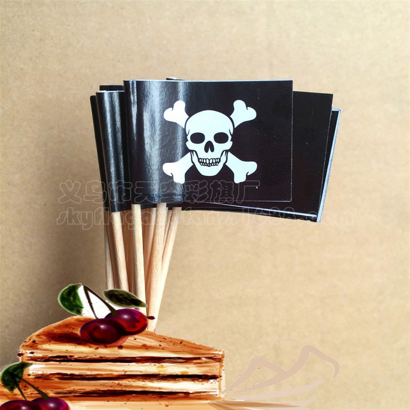 Halloween Toothpick Flag One Piece Toothpick Flag Double Swords Pirate Flag Skull Toothpick Flag Pirate Five Spot