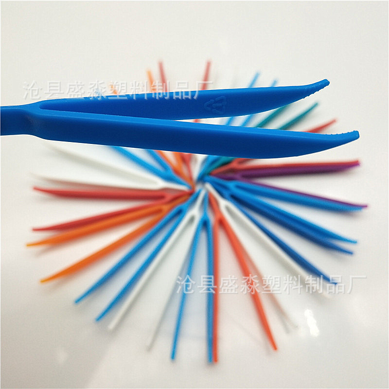 Plastic tweezers in stock wholesale disposable plastic clip elbow children's toy diy handmade plastic tweezers