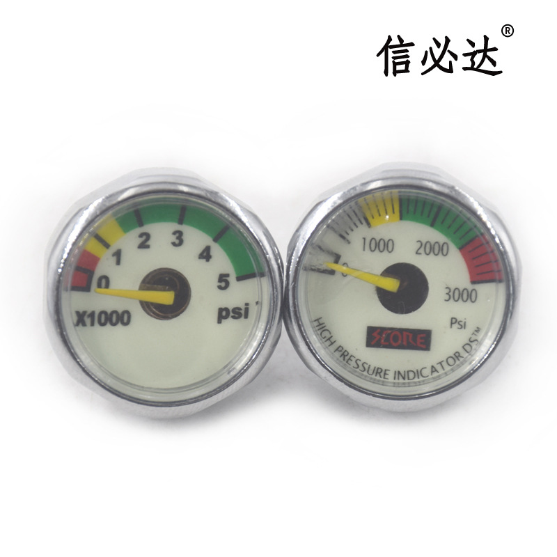 Малый манометр 25мм диаметр светящийся высокое давление малый манометр 1500-6000Psi экспортное качество баллон с кислородом для дайвинга
