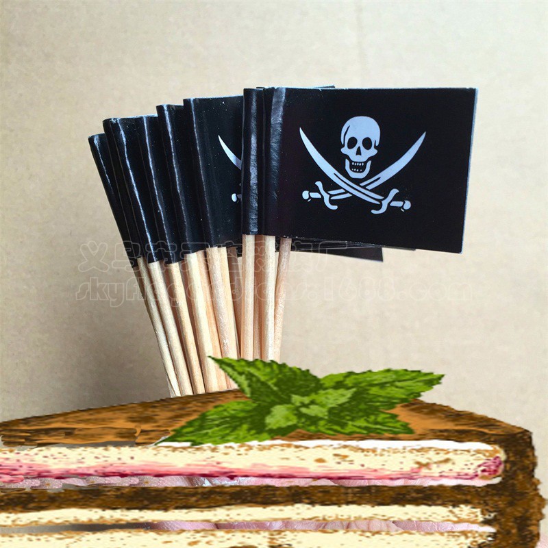 Halloween Toothpick Flag One Piece Toothpick Flag Double Swords Pirate Flag Skull Toothpick Flag Pirate Five Spot
