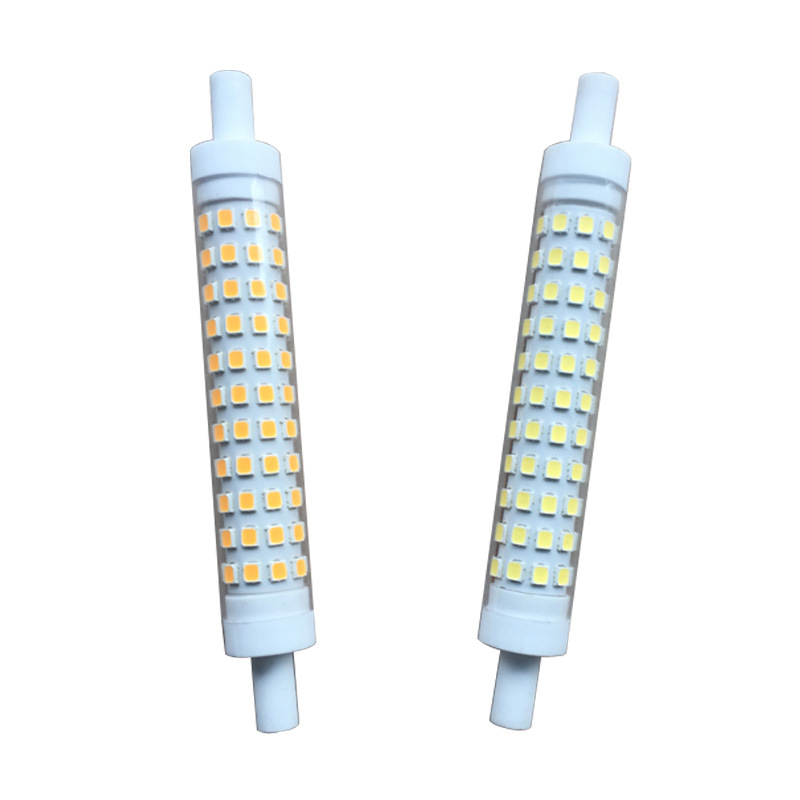 Светодиодная лампа R7s 10W, керамическая, размер 15 * 118мм, ультракомпактная, с теплоотводом