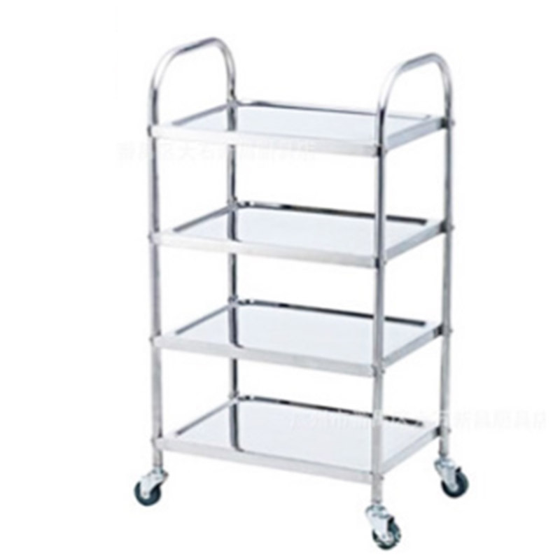 Stainless steel three-layer square tube trolley hotpot restaurant delivery cart