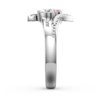 Original design S925 sterling silver inlaid stone birthstone double heart ring personality chemical factory direct sales