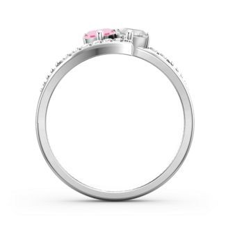 Original design S925 sterling silver inlaid stone birthstone double heart ring personality chemical factory direct sales