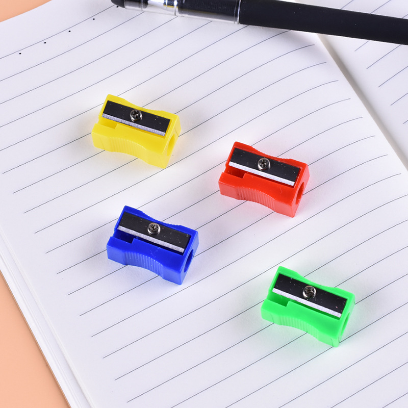 Colorful Single-Hole Small Square Plastic Manual Pencil Sharpener Primary School Student Pencil Sharpener Pencil Sharpener Stationery Small Gifts Wholesale