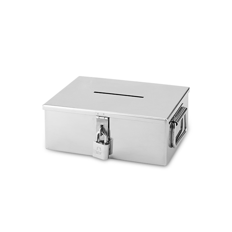 Thickened stainless steel cash box supermarket bank special cash register with lock household jewelry box