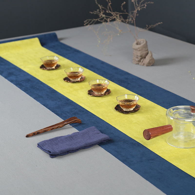 Waterproof Paper Woven Tea Mat Bamboo Mat Plain Fiber Tea Curtain Zen Fabric Table Runner Tea Tablecloth Simple Tea Plate Mat Fragrant Mat