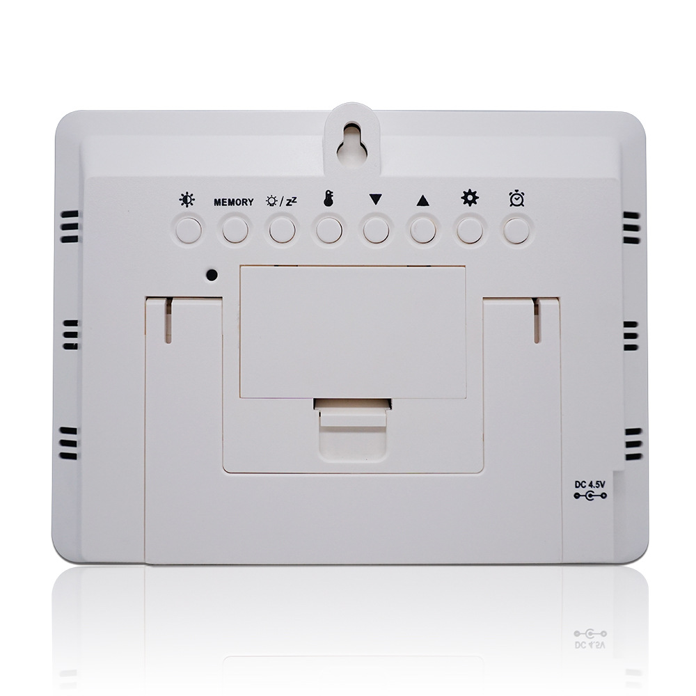 Color screen weather forecast clock 3373 bamboo surface radio wave clock multi-function perpetual calendar electronic alarm clock RF wireless weather clock