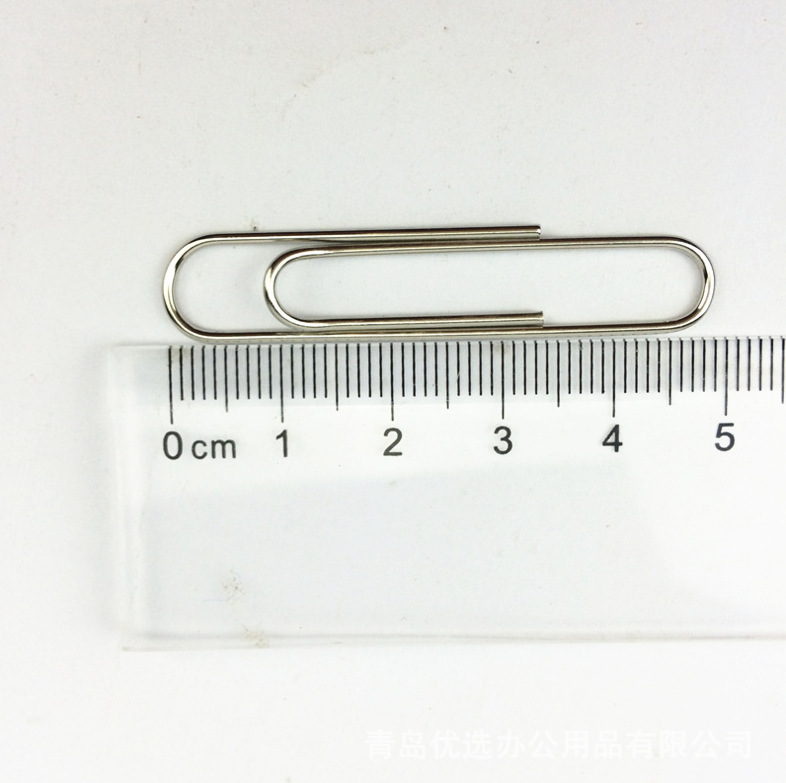 Wholesale nickel plated paper clip silver metal bookmark large return needle office paper clip 50mm color paper clip