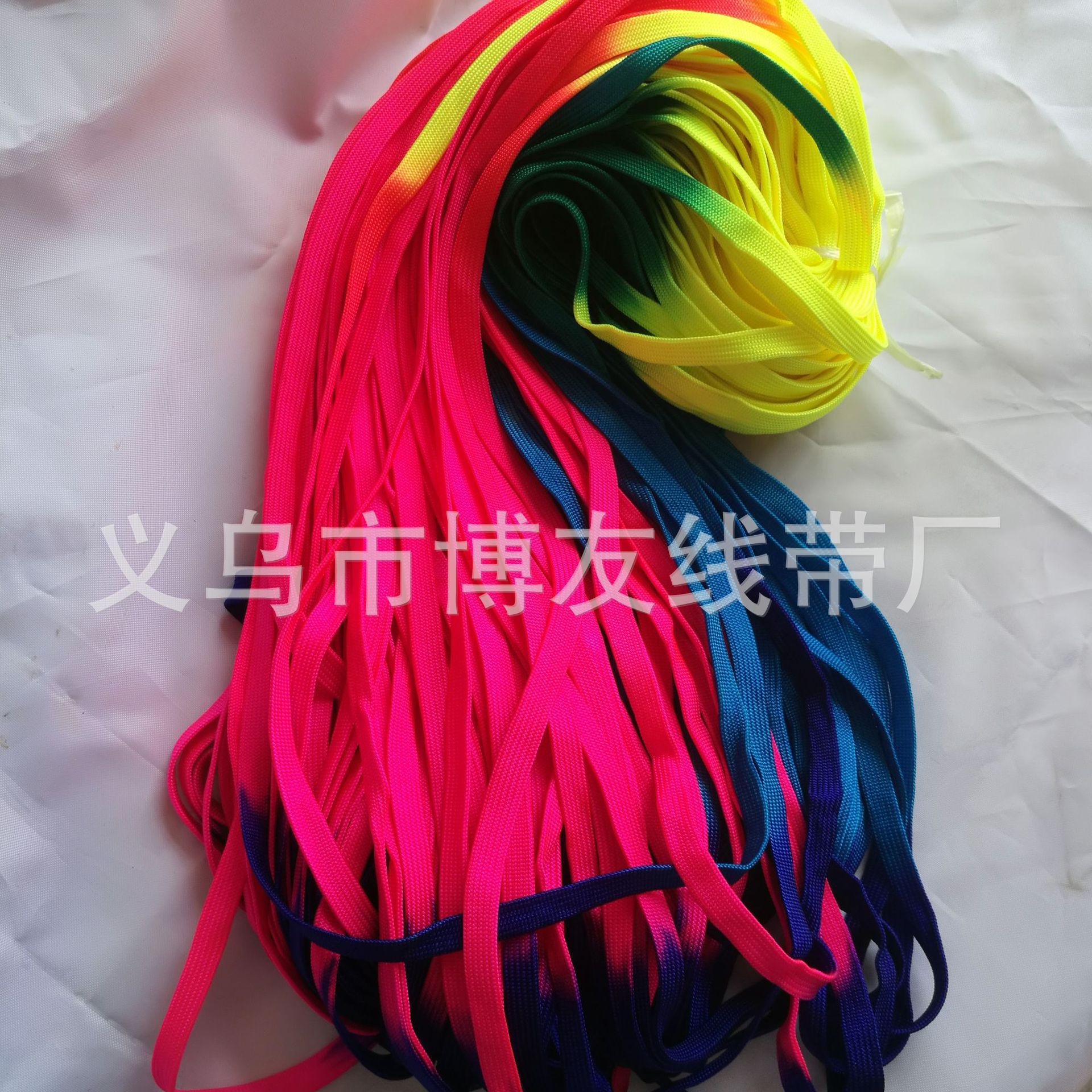 Pet traction rope colorful hollow belt gradient rainbow rope with nylon colorful Webbing factory direct sales