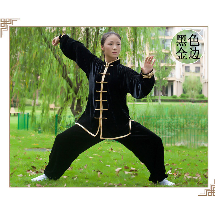 Xiaohe Mountain Taiji Clothing Women's Golden Velvet Spring and Autumn Men's Middle-aged and Elderly Taijiquan Clothing Practice Clothing Autumn and Winter Thickened Clearance