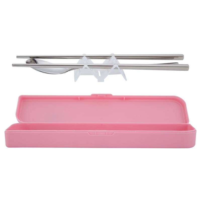 304 Stainless Steel Student Spoon and Chopsticks Cutlery Box Gift Set/Two-Piece Tableware Chopsticks and Spoon Outdoor Portable Cutlery Box
