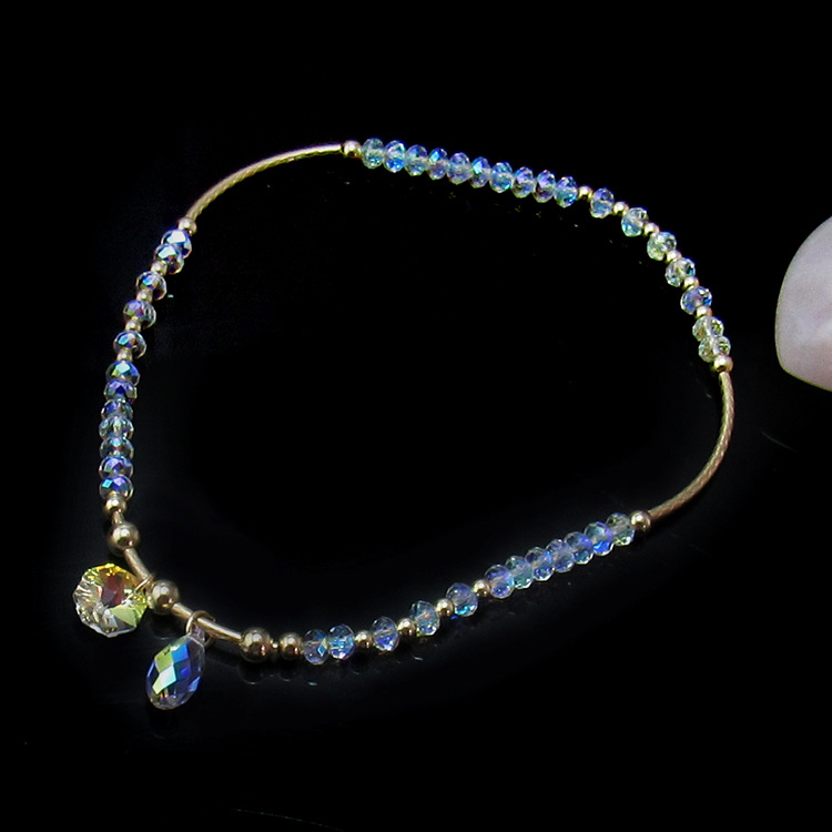 Популярные ювелирные изделия из Австрийского кристалла, оптовая продажа, 14K золотые изогнутые трубки, золотые бусины, стиль звезды с anklet