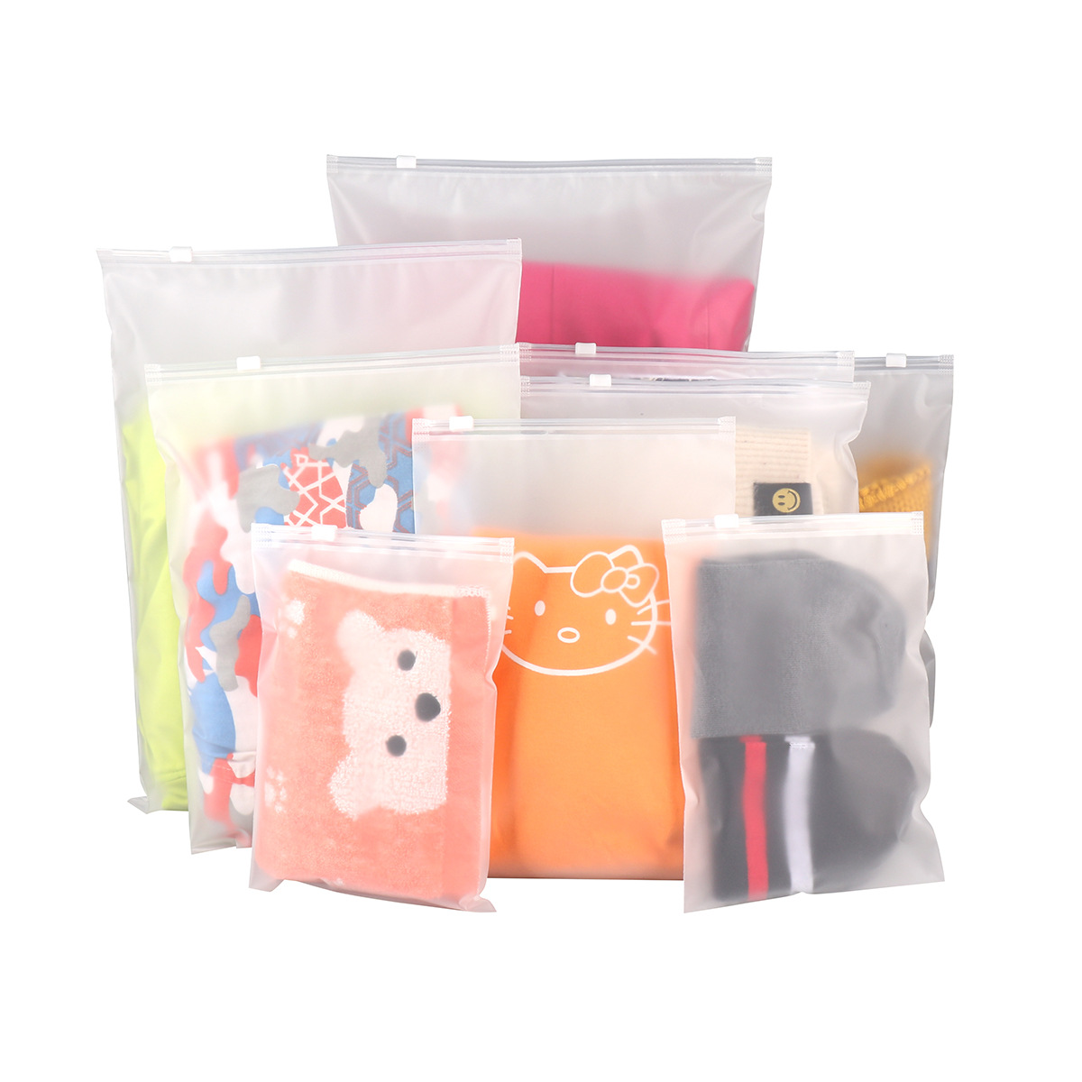 In stock clothing packaging bag T-shirt underwear zipper bag jewelry cosmetics storage plastic clip chain bag printed logo