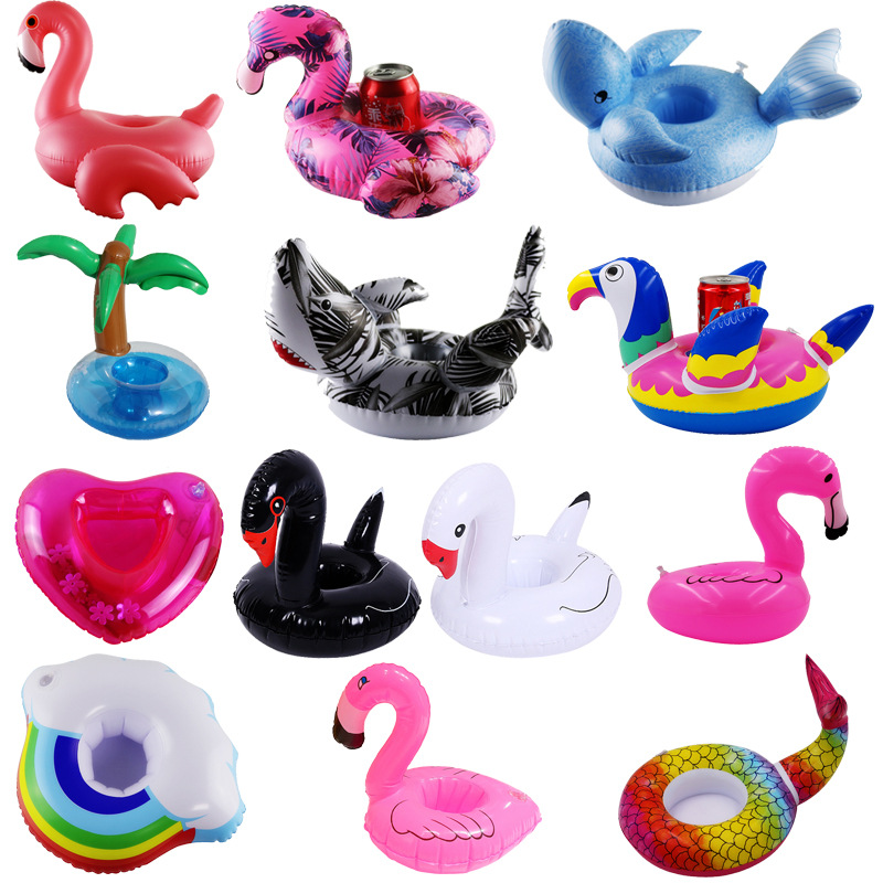 Spot Supply Inflatable Flamingo Donut Lemon Watermelon Pineapple Crab Love Cup Holder Inflatable Water Coaster