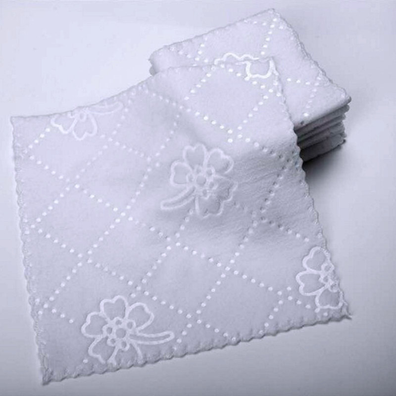 Lace Square Towel 180g Ultrasonic Trim White Wet Wipes Hotel Restaurant One-time Napkin Aviation Fiber Towel