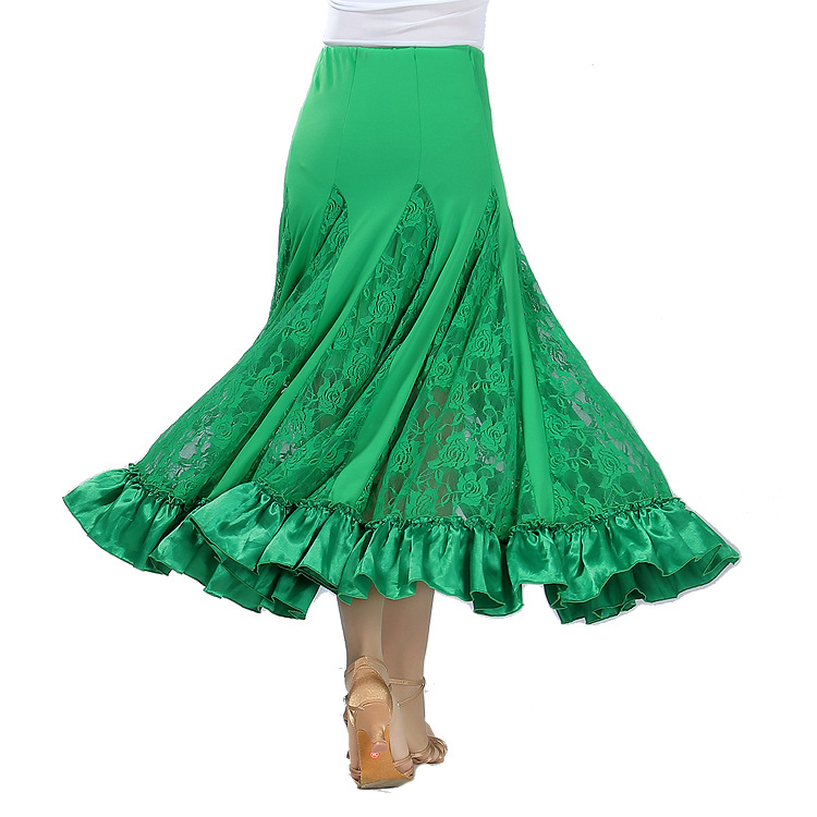 Ballroom Dance Dress Long Skirt Modern Dance Ballroom Dance Dress Lace Skirt Ballroom Dance Practice Skirt Performance Dress Large Swing Skirt