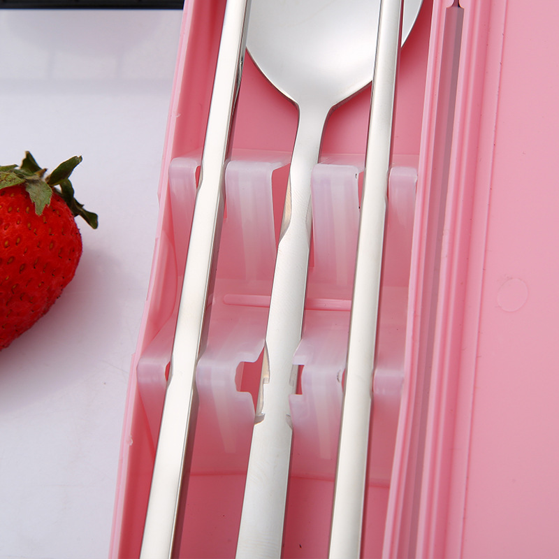 304 Stainless Steel Student Spoon and Chopsticks Cutlery Box Gift Set/Two-Piece Tableware Chopsticks and Spoon Outdoor Portable Cutlery Box