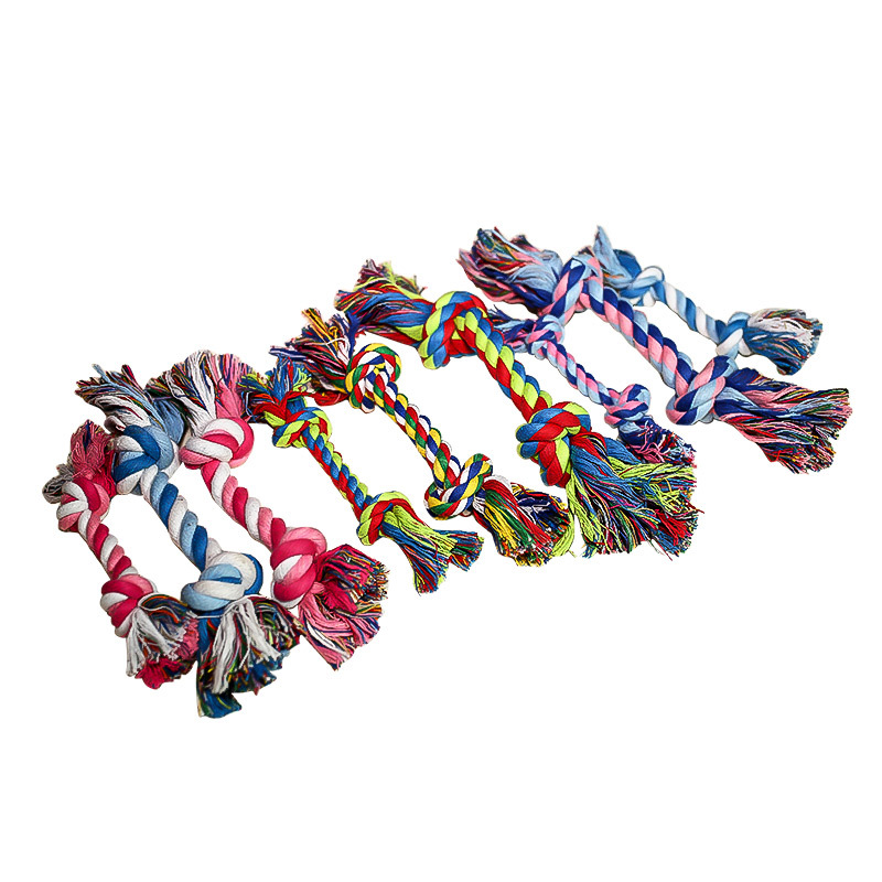 Pet dog bite rope toy dog knot grinding teeth bite resistant double knot cotton rope toy large and medium small size manufacturers wholesale