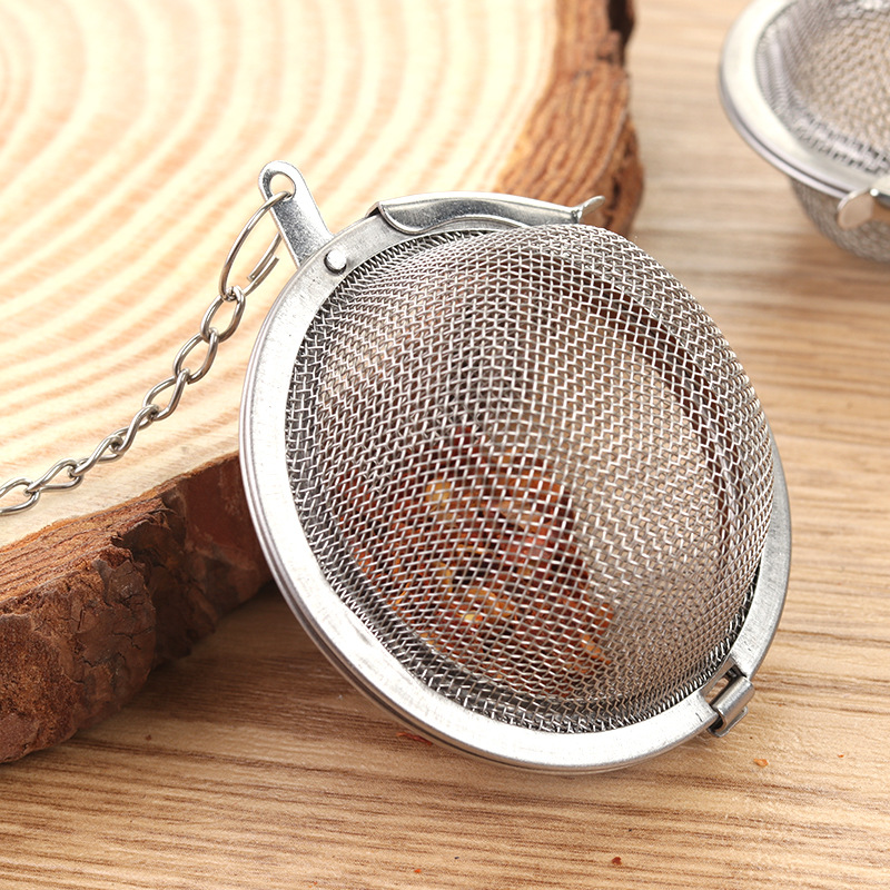 304 Mesh with Chain Stainless Steel Tea Leakage Household Soup Cooking Weibao Tea Maker Hot Pot Marinated Filtering Seasoning Ball