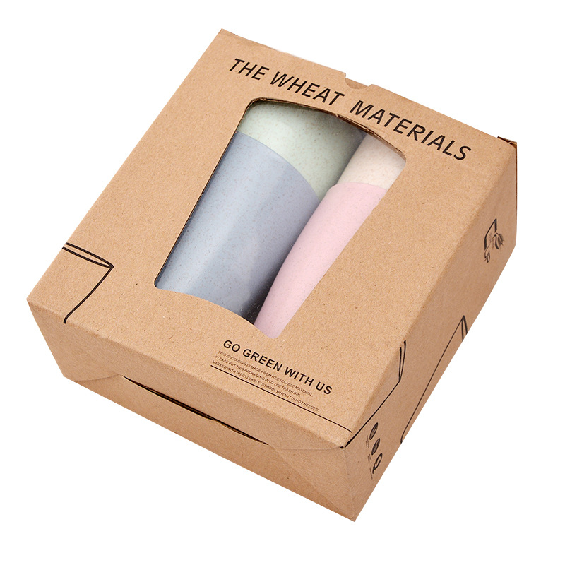 Wheat Straw Creative Plastic Cup Mouthwash Cup Wash Cup Set Daily Necessities Wholesale Gifts Logo