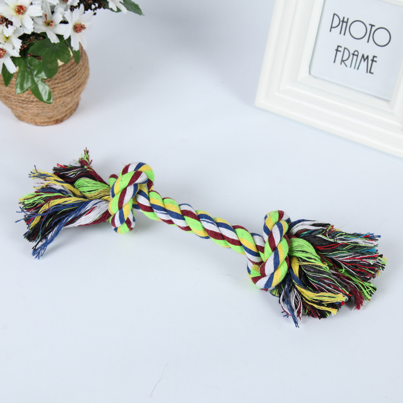 Foreign trade dog toys three-strand cotton rope pet toys large and medium-sized small dog double knot dog bite rope pet toy manufacturers