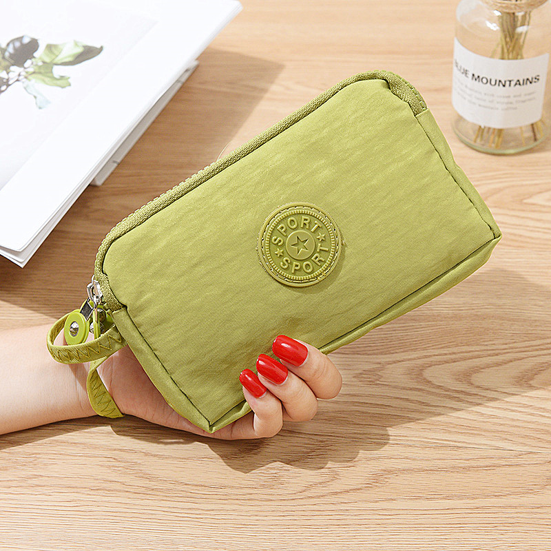 Korean Style Fabric Hand-held Coin Purse Women's Long Fashionable Three-layer Zipper Large Capacity Large Screen Mobile Phone Key Bag