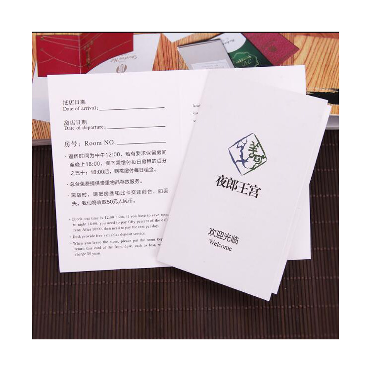 Factory production hotel room card set free design LOGO Hotel Inn paper card suite card set customization