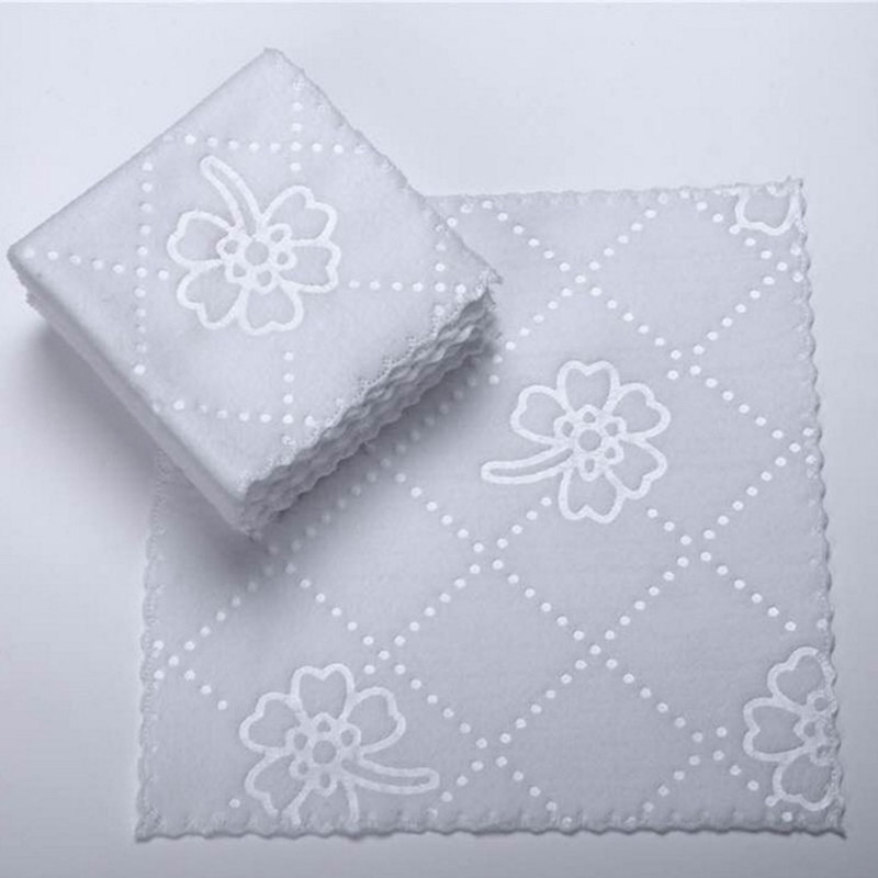 Lace Square Towel 180g Ultrasonic Trim White Wet Wipes Hotel Restaurant One-time Napkin Aviation Fiber Towel