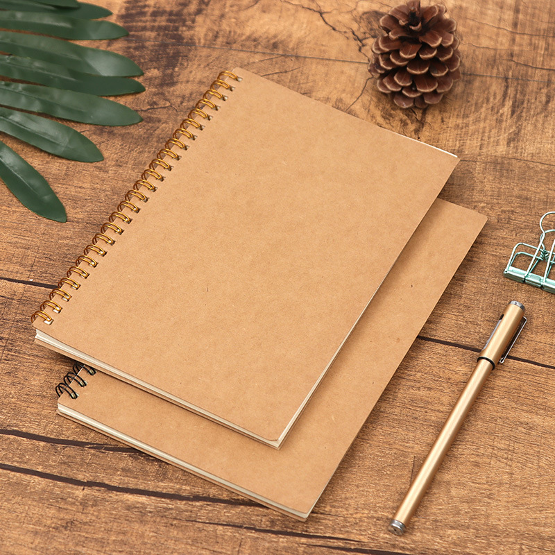 Kraft paper coil book A5 grid horizontal line blank notebook student notepad in stock notebook custom logo