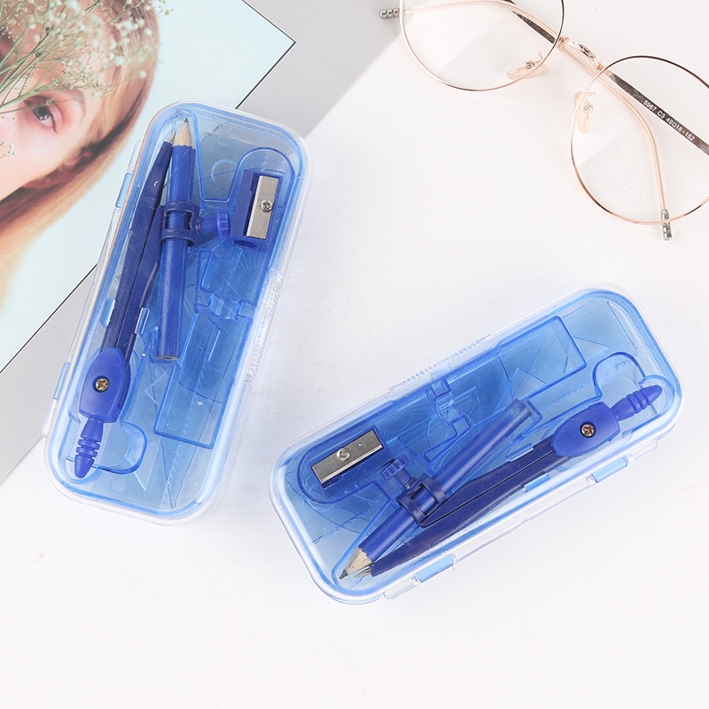 Wholesale student ruler compasses set geometry drawing drawing boxed compasses measuring compasses size set