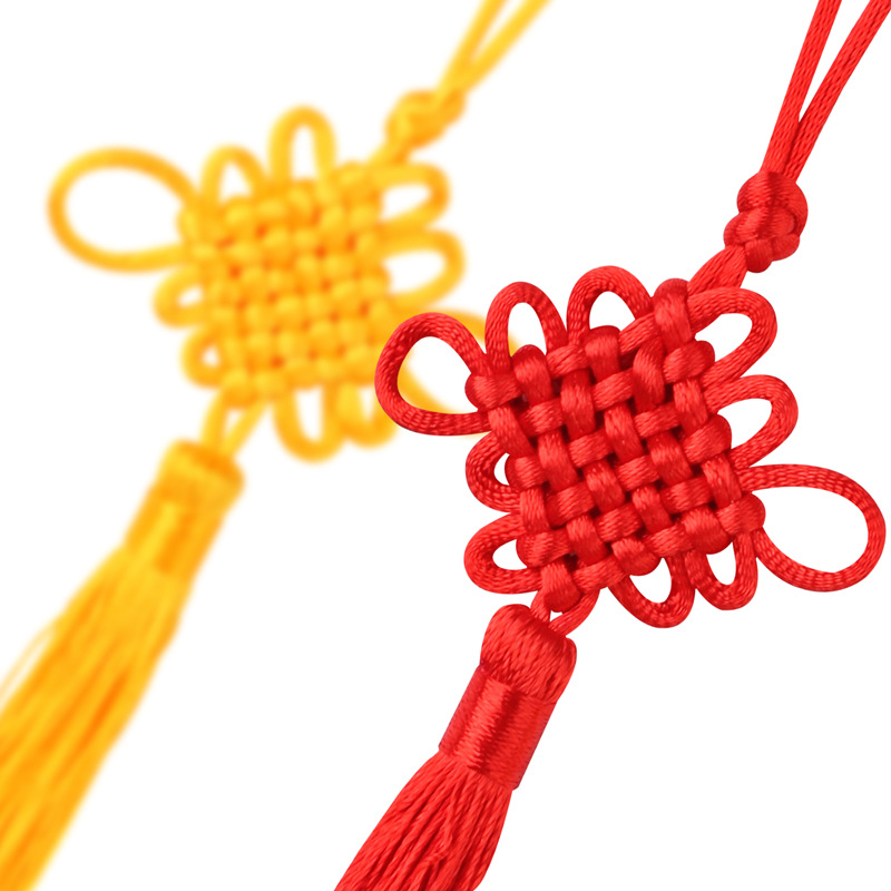 Chinese Knot Small Tassel Pendant Red Mini Chinese Bow Lanyard Tassel Wholesale Safe Six-Plate Small Chinese Knot