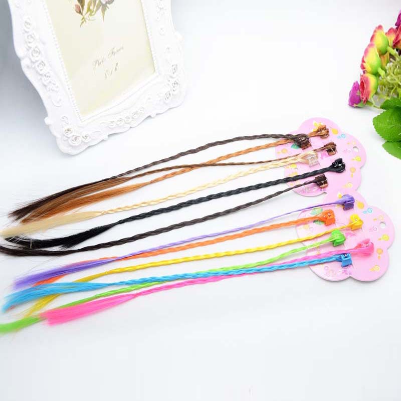 Hot sale small claw clip beaded color wig twist braid children's holiday performance hair accessories straight hair ring headdress