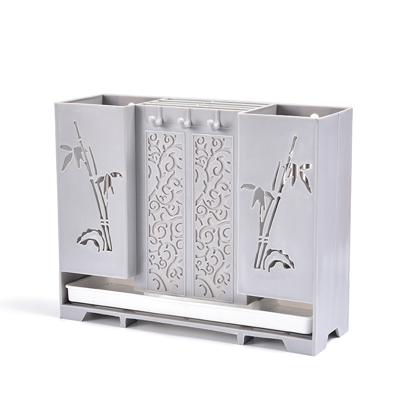 Chopsticks Cage Wall-mounted Household Non-perforated Chopsticks Tube Draining Thickened Kitchen Tableware Soup Spoon Storage Box Large Capacity