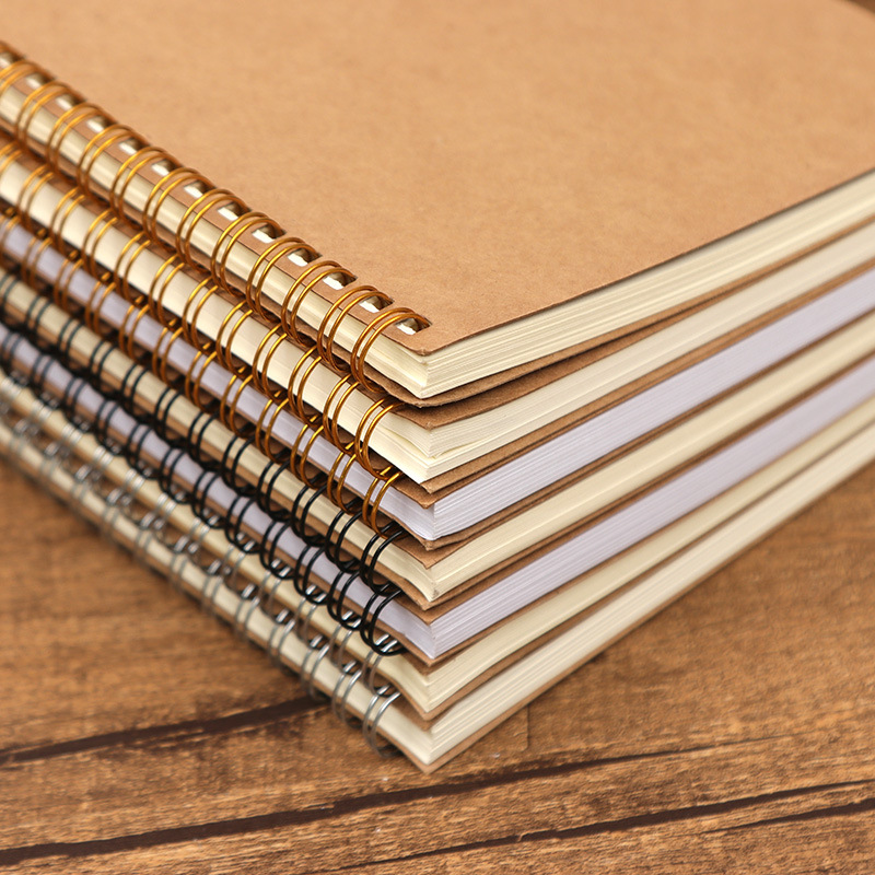 Kraft paper coil book A5 grid horizontal line blank notebook student notepad in stock notebook custom logo