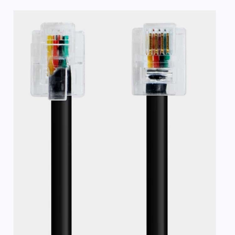 Factory direct 4-core black flat telephone line 26awg environmental protection pure copper four-core extension cord 1 meter